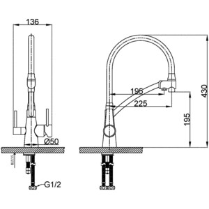 Смеситель для кухни Lemark Comfort с гибким изливом и подключением к фильтру, хром/серый (LM3071C-Gray)