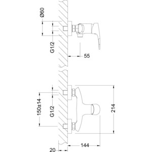 Смеситель для душа Lemark Linara с лейкой (LM0403C)