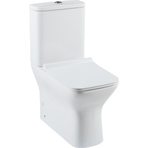 Унитаз-компакт безободковый Aquanet Cube-C с тонким сиденьем микролифт (CL-12248B, CL-12248B-1)