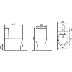 Унитаз-компакт безободковый Aquanet Roll-C с тонким сиденьем микролифт (CL-12249B, CL-12249B-1)