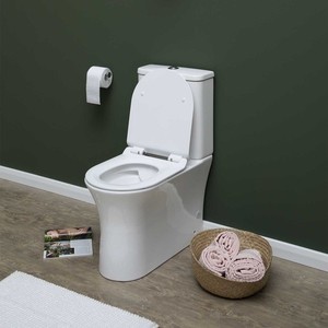 Унитаз-компакт безободковый Aquanet Roll-C с тонким сиденьем микролифт (CL-12249B, CL-12249B-1)