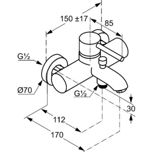 Смеситель для ванны Kludi Bozz хром (386910576)