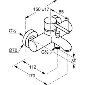 Смеситель для ванны Kludi Bozz хром (386910576)