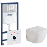 Комплект унитаза Grohe Euro Ceramic Rapid SL с инсталляцией, сиденьем микролифт, клавишей хром (39328000, 38775001, 39330001)