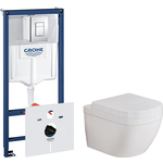 Комплект унитаза Grohe Euro Ceramic Rapid SL с инсталляцией, сиденьем микролифт, клавишей хром (3932800H, 38775001, 39330001)