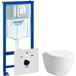 Комплект унитаза Laufen Pro с инсталляцией Grohe, кнопкой, сиденьем микролифт (8.2096.6, 38775001, 8.9896.6)