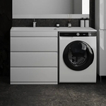 Тумба с раковиной Style line Даллас Люкс 78 (140L) три ящика, под стиральную машину, белая (СС-00002221 + 2000949233543)