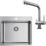 Кухонная мойка и смеситель Omoikiri Amadare 55 IN Nagano нержавеющая сталь (4993718, 4994011)
