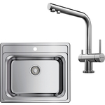 Кухонная мойка и смеситель Omoikiri Ashi 56 IN Nagano нержавеющая сталь (4993449, 4994011)