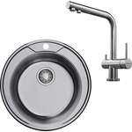 Кухонная мойка и смеситель Omoikiri Asida 51 IN Nagano нержавеющая сталь (4993785, 4994011)