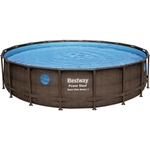 Каркасный бассейн Bestway 56977 BW Power Steel 549x122 см "Ротанг" 23062л, фил.-нас. 5678л/ч, лестн., тент, попл.-доз.
