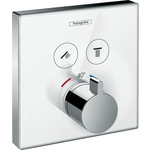 Термостат для ванны Hansgrohe ShowerSelect Glass с механизмом, белый/хром (15738400, 1800180)