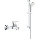 Смеситель для ванны Grohe BauFlow с душевым гарнитуром, хром (23601000, 27853001)
