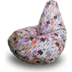 Кресло бескаркасное Mypuff Груша коты серые размер компакт принтованный оксфорд bm_592