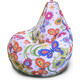 Кресло бескаркасное Mypuff груша, Бабочки, размер XXXL- Стандарт, мебельный хлопок