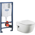 Комплект унитаза Roca Meridian Compact с инсталляцией, кнопкой, сиденьем микролифт (346248000, 8012AC00B, 38772001)