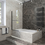 Шторка для ванны Veconi Palau 90x150 прозрачная, черная (PL79B-90-01-C4)