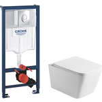 Комплект унитаза Vincea Q-Line с инсталляцией, кнопкой и сиденьем микролифт (VT1-12, 38721001)