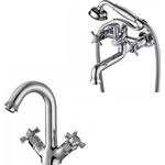 Набор смесителей Kaiser Cross для раковины, ванны, с ручным душем, хром