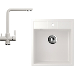 Кухонная мойка и смеситель Ulgran U-406 белый (U-406-331, U-016-331)