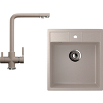 Кухонная мойка и смеситель Ulgran U-406 песочный (U-406-302, U-016-30)