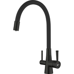 Смеситель для кухни Lemark Comfort с гибким изливом и подключением к фильтру, черный (LM3075BL)