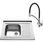 Кухонная мойка и смеситель Kaiser KSS-8060L левая, нержавеющая сталь (KSS-8060L, LM3070C)