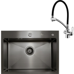 Кухонная мойка и смеситель Kaiser KSM-6046 нержавеющая сталь, Black (KSM-6046, LM3070C)