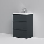 Тумба с раковиной Am.Pm Gem S 60 три ящика, графит (M91FSX0602GM, M90WCC0602WG)