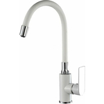 Смеситель для кухни Haiba HB505-8 гибкий излив, белый/хром (HB73505-8)