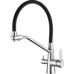 Смеситель для кухни Haiba HB855 с подключением фильтра, хром/черный (HB76855)