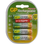 Аккумулятор GP 270AAHC3/1 AA NiMH 2700mAh (промо-3+1) (4шт)