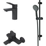 Комплект смесителей Am.Pm Gem с душем, черный (F90A10022, F85A02122, F0190022)