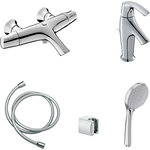 Комплект смесителей Jacob Delafon Symbol для раковины, ванны, с душем, хром (E71684-CP, E72680-CP)