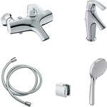 Комплект смесителей Jacob Delafon Symbol для раковины, ванны, с душем, хром (E71680-CP, E72680-CP)