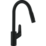 Смеситель для кухни Hansgrohe Focus с выдвижной лейкой, черный матовый (31815670)