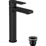 Смеситель для раковины Cersanit Brasko Black с донным клапаном, черный (63111, LM8500BL)