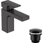 Смеситель для раковины Hansgrohe Vernis Shape с донным клапаном, черный матовый (71569670, LM8500BL)