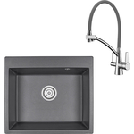 Кухонная мойка и смеситель Granula GR-6001 графит, Lemark Comfort LM3071C-Gray