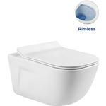 Унитаз подвесной безободковый Vincea Idea с тонким сиденьем микролифт, белый (VT1-33)