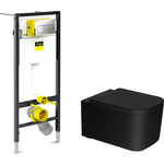 Комплект унитаза Vincea Ultra с инсталляцией, кнопкой и сиденьем микролифт, черный (VT1-32MB, 792824)