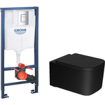 Комплект унитаза Vincea Ultra с инсталляцией, кнопкой и сиденьем микролифт, черный (VT1-32MB, 38772001)