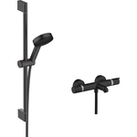 Термостат для ванны Hansgrohe Ecostat Comfort с душевым гарнитуром, черный матовый (13114670, 24160674)