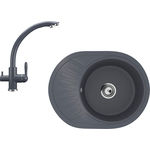 Кухонная мойка и смеситель Ulgran U-107m-343, U-017-343 антрацит