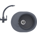 Кухонная мойка и смеситель Ulgran U-403-343, U-017-343 антрацит