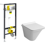 Комплект унитаза Grossman Viega Prevista Dry GR-4413 микролифт, белый, клавиша хром
