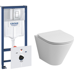 Комплект унитаза Grossman GR-4477 Grohe Rapid SL тонкий микролифт, белый, клавиша хром