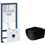 Комплект унитаза Vincea Evo Grohe с тонким сиденьем микролифт, черный (VT1-34MB, 38775001)