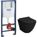 Комплект унитаза Grossman с инсталляцией, сиденье микролифт, черный (GR-4411 black S, 38772001)