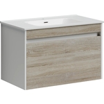 Тумба с раковиной Sancos Smart 80 два ящика, дуб бардолино/белый (SM80E, CN7005)